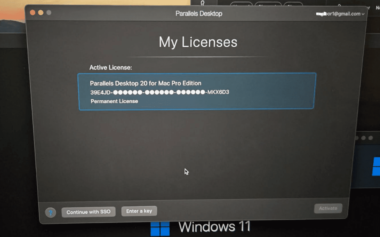 Parallels desktop 20 is activated
