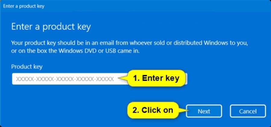 Change product key in Windows 11