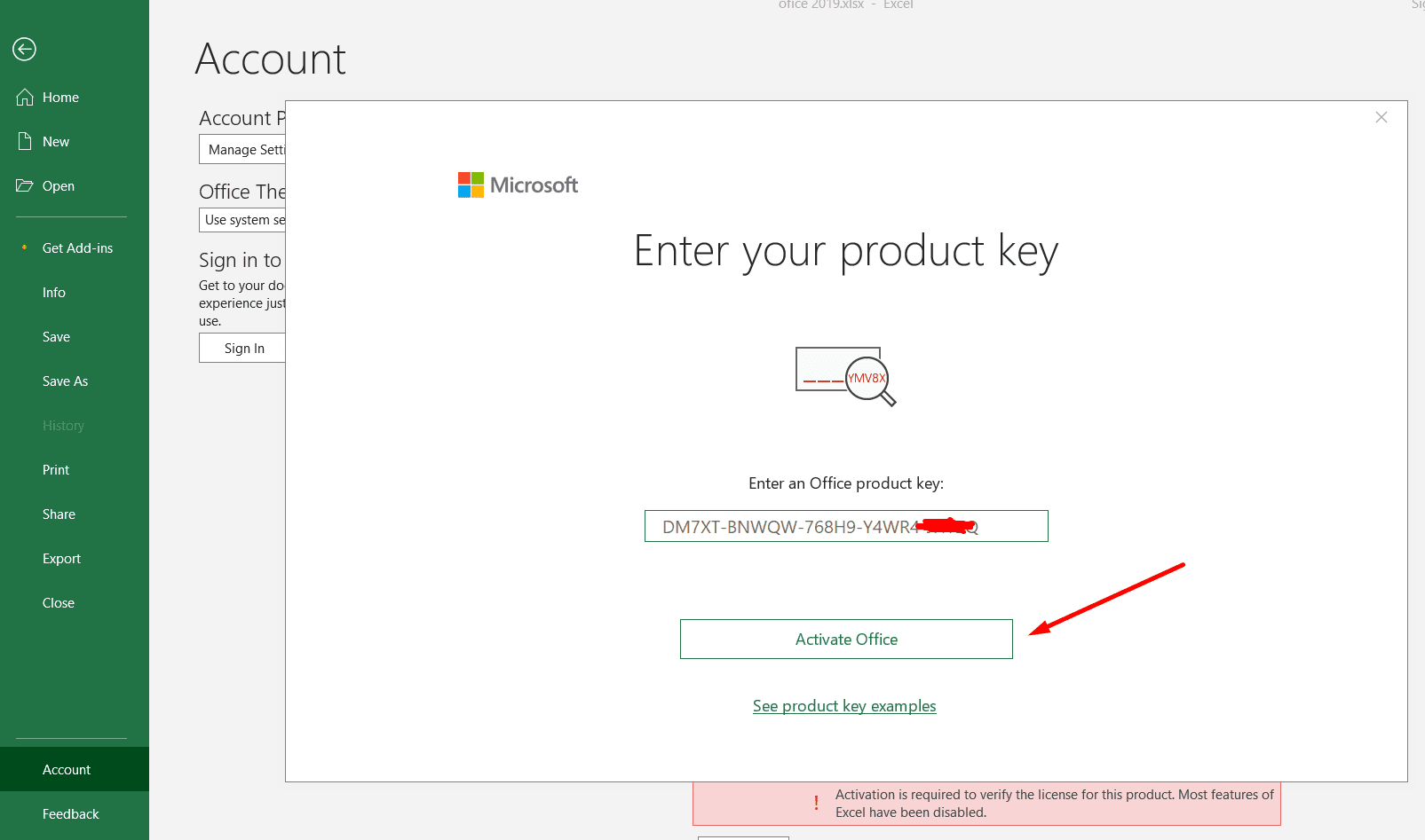 Office 2024 change product key